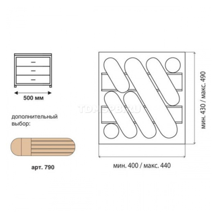 Ёмкость для ножей/вилок в базу 500, пластик серый металлик, 743