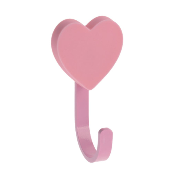 Крючок мебельный WM-HEART сердце, розовый WM-HEART-RZ