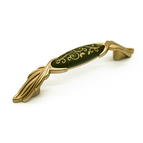 Ручка-скоба с фарфоровой вставкой М97.23.M1.R8G. Миланское золото/матовый черный 96мм Giusti