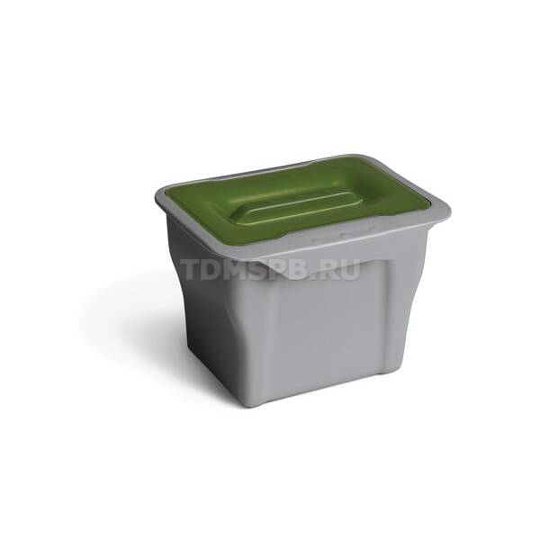 Контейнер (5л), пластик кварц серый с зелёной крышкой