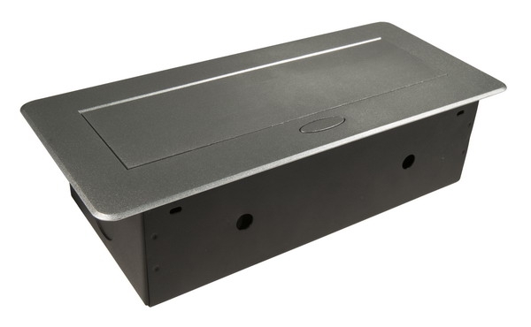 Блок розеток открывающ.горизонтальный (2х220-240V 12A 2хUSB 2,7kW IP20), с проводом, серебристый
