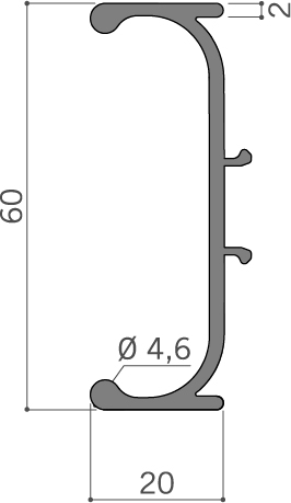 Gola Профиль PVC 79201, длина 4м , черный
