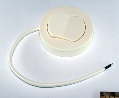 Выключатель одноклавишный накладной мебельный, круглый (250Vmax2,5Amax), белый, пласт.