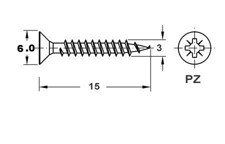 Шуруп для ДСП Hospa 3х15мм