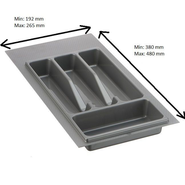 Лоток для столовых принадлежностей М300-350 пластик, серый, Lotti