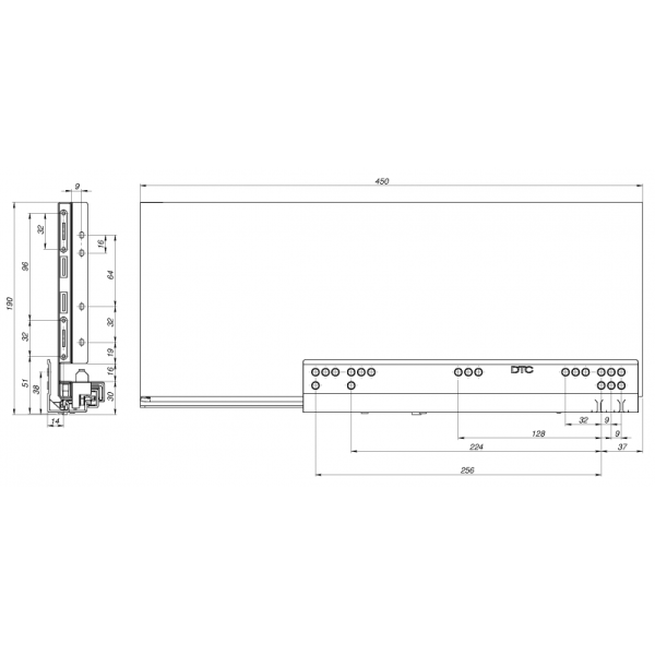 Magik Pro Soft Close 450мм h=172 графит DTC