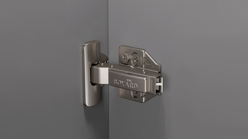 Петля Boyard H801B02, с пружиной и амортизацией Clip-on 90 градусов d35 EVO SYSTEM, никель