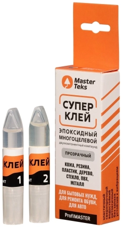 Супер-клей эпоксидный двухкомпонентный MasterTeks ProfiMaster многоцелевой 10 гр прозрачный