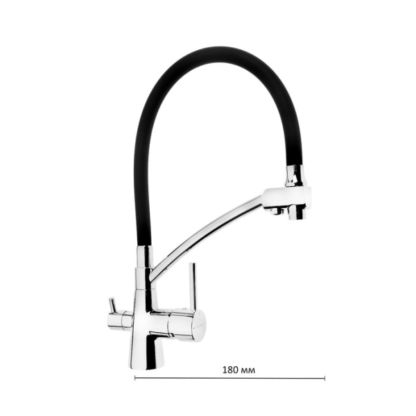 Смеситель д/кухни с выходом для питьевой воды, цвет черный+хром, A5179F-13