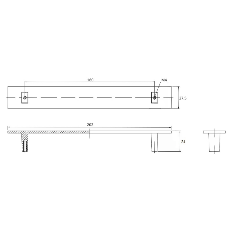 Ручка-скоба Paolo Mozerro FS21100-160 DNI, 160 мм, никель