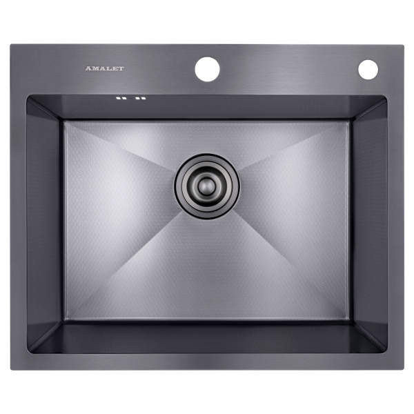 Мойка врезная AMALET Premium Stone, 58х48 Black, нержавеющая сталь, графит