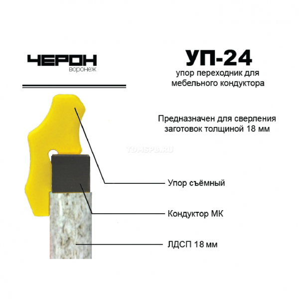 Упор переходник для кондуктора втулки 5 мм УП-24 (для плиты 18 мм)
