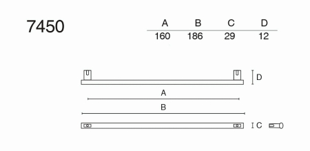 Ручка мебельная NA 7450 м.р.160 мм черный матовый 7450. 160/865