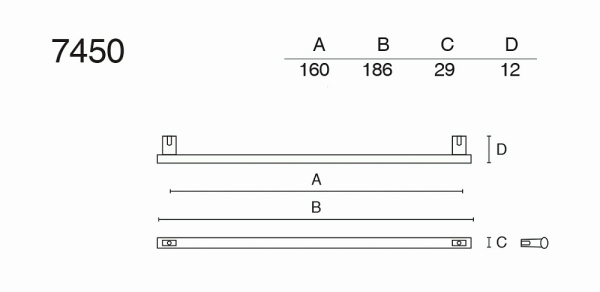 Ручка мебельная NA 7450 м.р.160 мм черный матовый 7450. 160/865