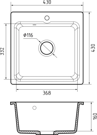 GRANFEST Мойка SMART 430 1-чаша 430*430 черный арт. GF-SM-430 черный