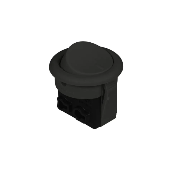 D23 Выключатель круглый врезной, мебельный(AC250V,  6A , IP20) чёрный,пластик,  (G1781)