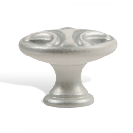 Ручка-кнопка D30 мм, белый с серебряной патиной