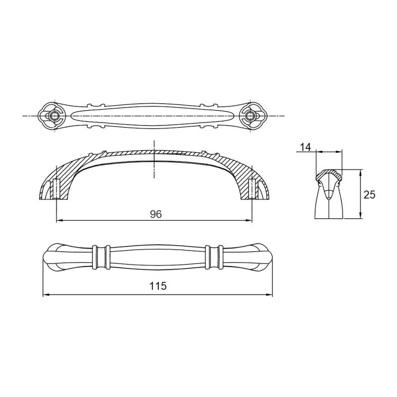 Ручка-скоба Paolo Mozerro FS602-96 ABV, 96 мм, бронзовый