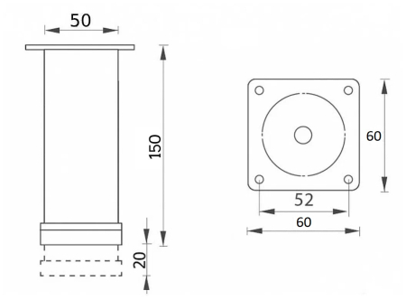 Ножка 150 мм d-50 70 кг D-737-4, черный