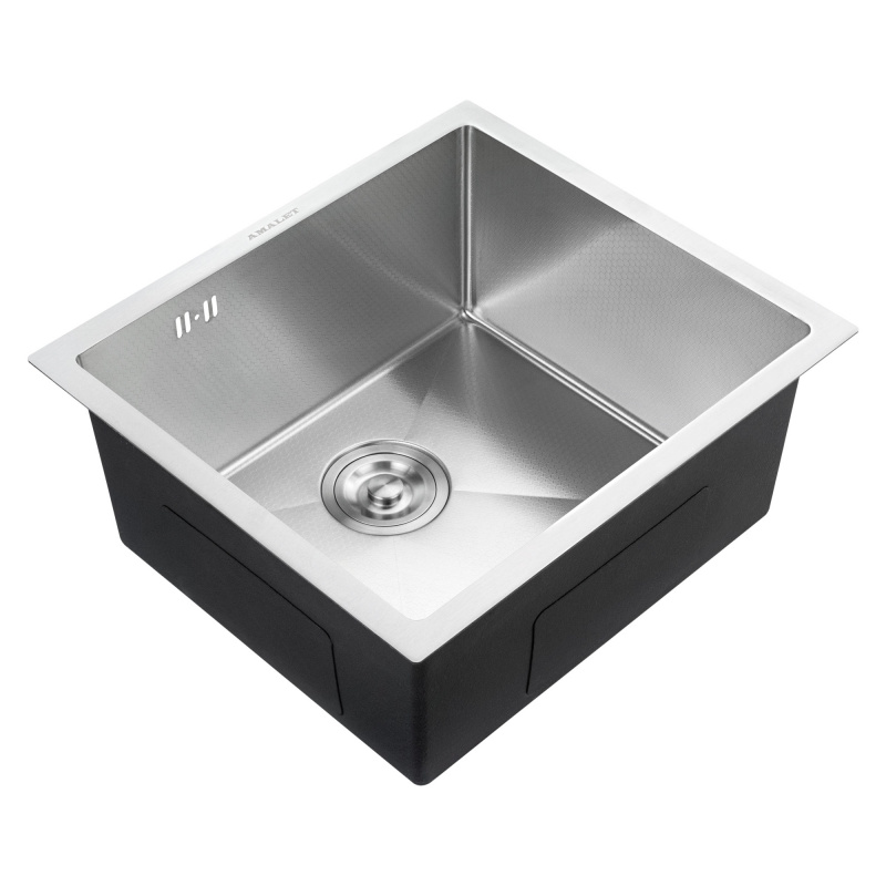 Мойка подстольного монтажа AMALET Premium Stone, 49х44 Satin, нержавеющая сталь, сатин