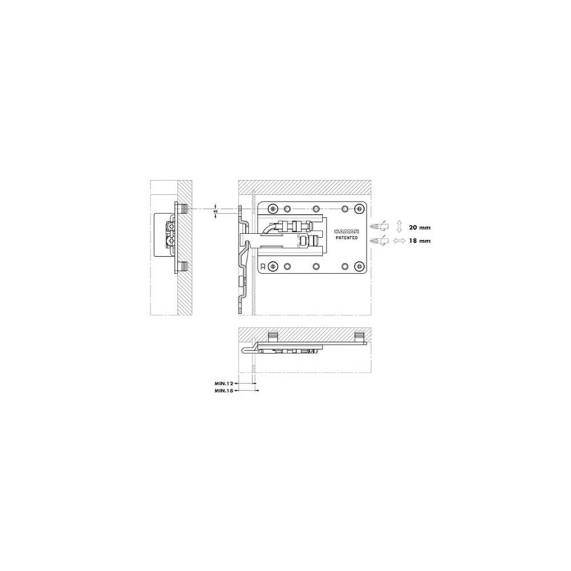 Подвеска полок каркаса усиленная, левая, CAMAR 807.XL.Z1.IN.SX, цинк