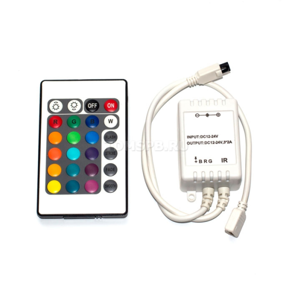 RGB- контроллер с ИК пультом, напряжение 12В/24В, мощность 72Вт/144Вт