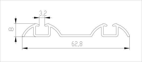 Направляющая двухполозная нижняя ЭКО Серебро матовое 2,7м