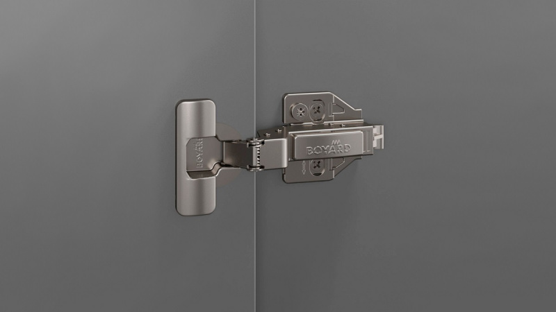 Петля Boyard H801C02, с пружиной и амортизацией Clip-on 90 градусов d35 EVO SYSTEM, никель