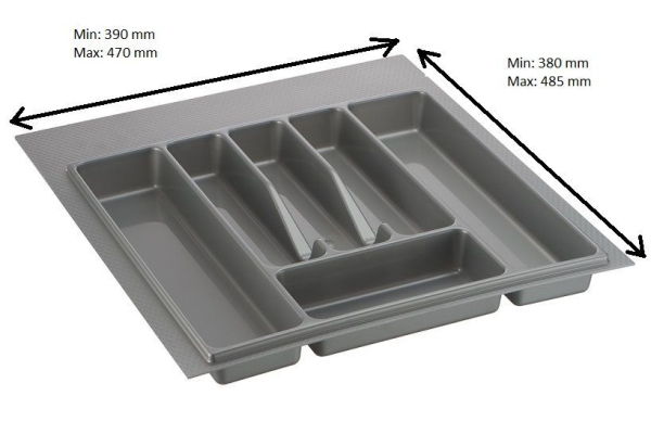 Лоток для столовых принадлежностей М500-550 пластик, серый, Lotti