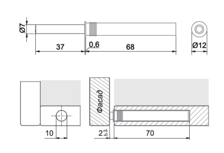 AMF14/GR (Толкатель. Push-to-Open)