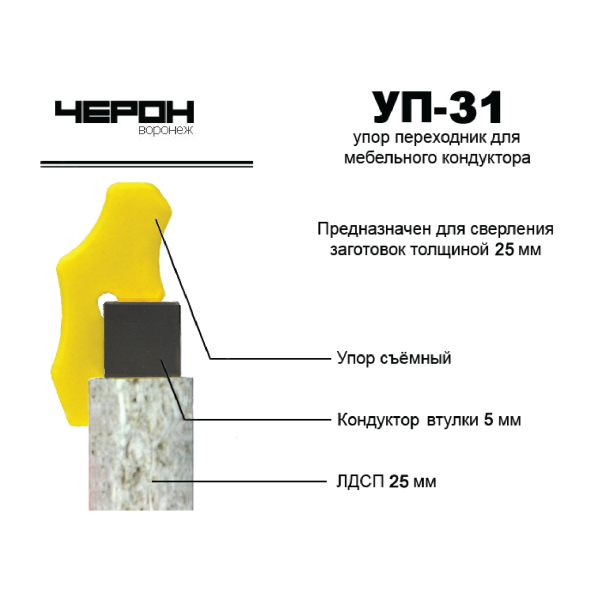 Упор переходник для кондуктора втулки 5 мм УП-31 (для плиты 25 мм)