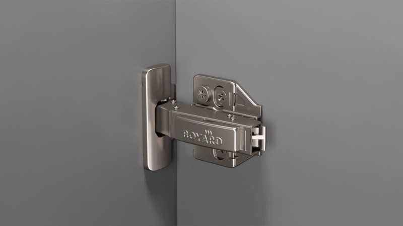 Петля Boyard H801A02, с пружиной и амортизацией Clip-on 90 градусов d35 EVO SYSTEM, никель