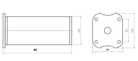 Ножка 80 мм d-40 70кг AX-014, алюм/черный