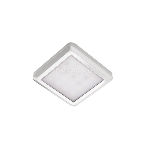 Светильник светодиодный накладной квадратный, 12V, теплый белый, IP20, хром
