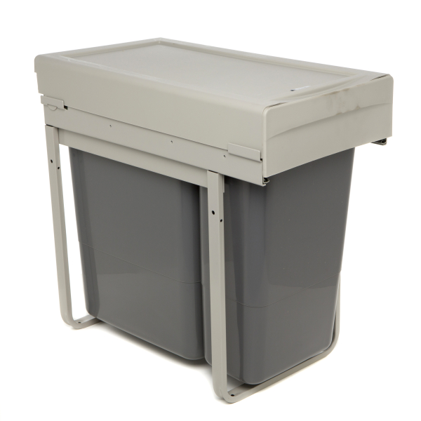 Система мусорных ведер 30 JC603 H=440, ведра 1х9л. и 1х20, пластмасса/металл серый