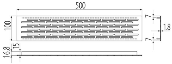 Решетка вентиляционная 500х100 мм, инокс