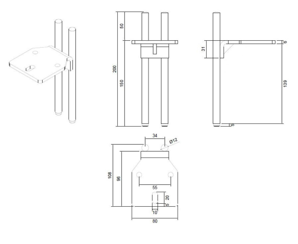 Опора для мебели MetalLine 910 H 150-200 мм Сталь брашированный никель