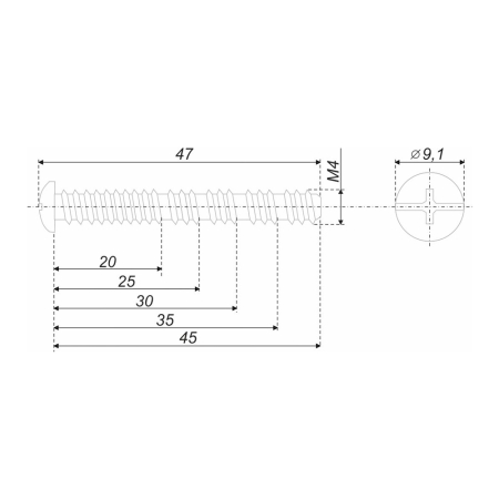 Винт М4х45 универсальный MT02/08/M4*45Zn/0