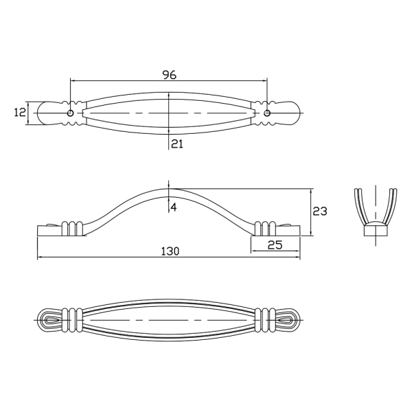 Ручка-скоба FS0937-96 DAN, античный никель матовый