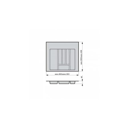 Лоток для столовых приборов ПВХ М600 (W450-553/D390-498) серый металлик