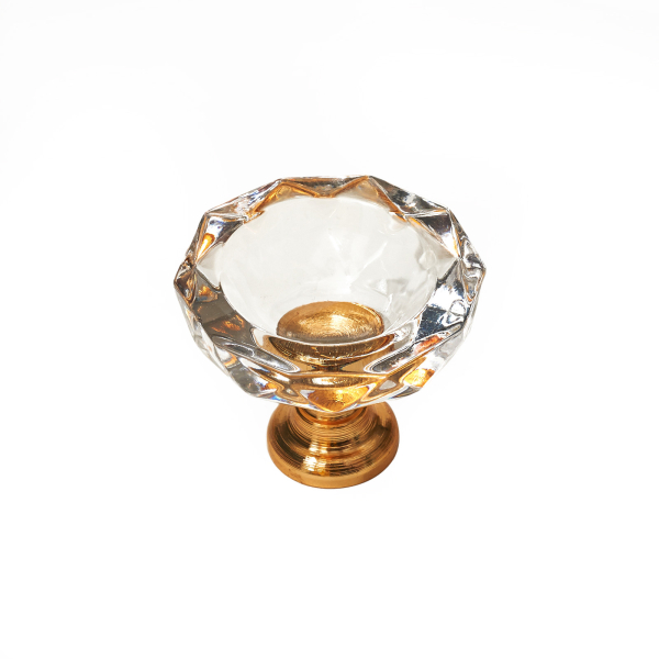 Мебельная ручка MICO (стекло) арт. 105 30мм золото+прозрачное стекло
